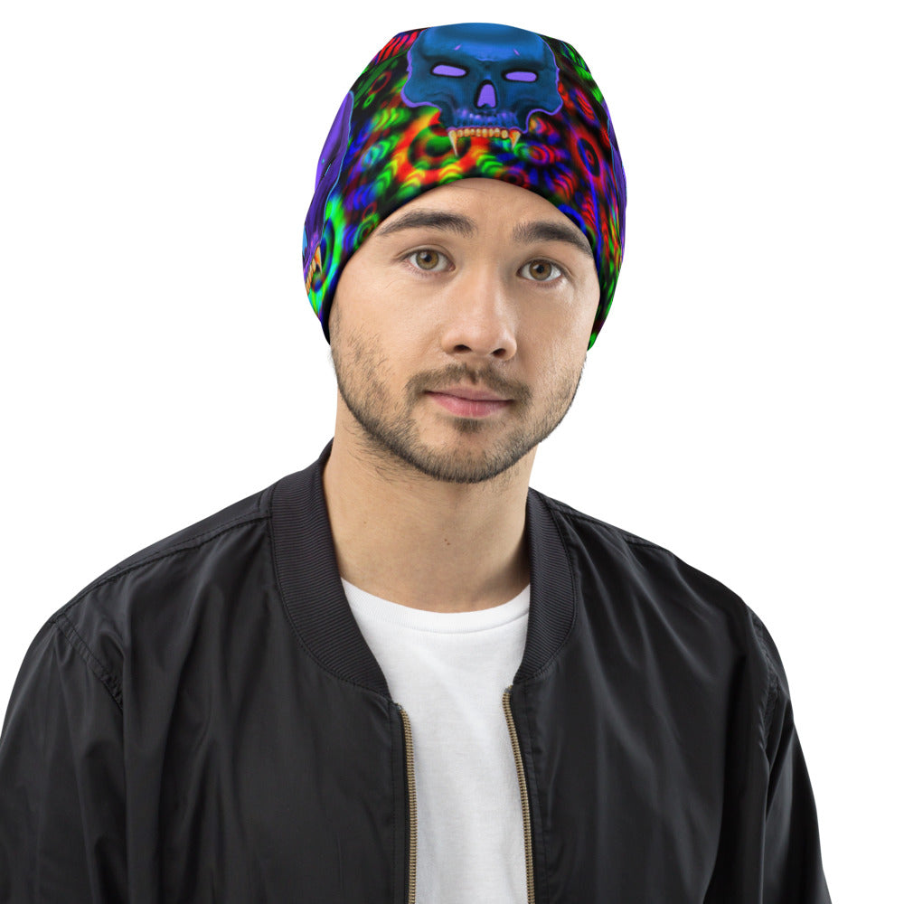 Purp Skull Neo Print Beanie