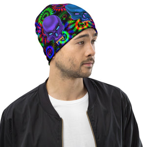 Purp Skull Neo Print Beanie