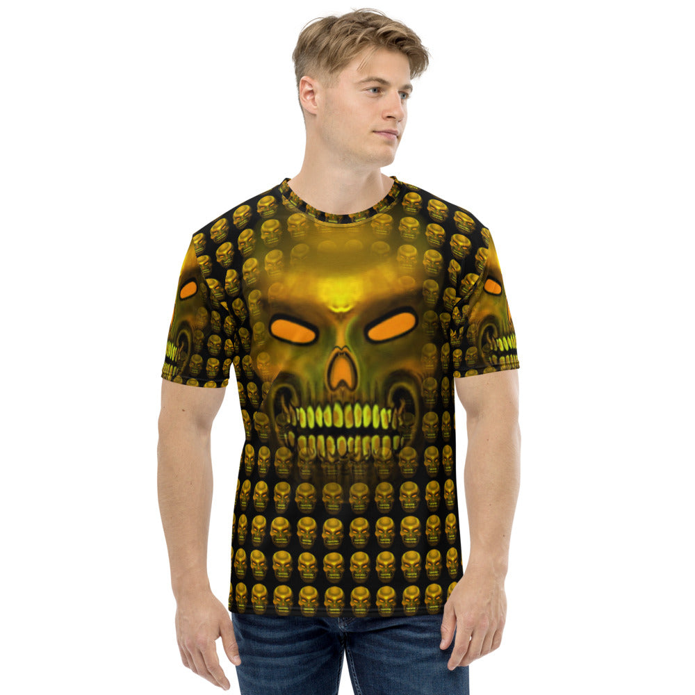 Yellow Skull All Over Print Men's T-shirt